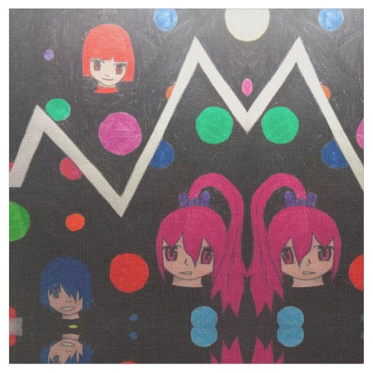 Anime-tekens Bright ontwerp Stof (Close Up)