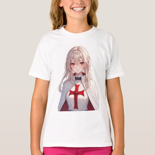 Anime Templar Knight Girl's Tee Shirt (Voorkant)