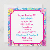 Anime Thema Girl's Verjaardagsfeestje Kaart (Achterkant)