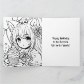 Anime Thema Verjaardag Meisje Groot Kaart (Binnen)