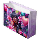 Anime Thema Verjaardag Meisje van Kleur Groot Cadeauzakje (Voorkant Gekanteld)