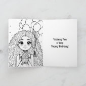 Anime Thema Verjaardag Meisje van Kleur Kaart (Binnen)