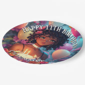 Anime Thema Verjaardag Meisje van Kleur Papieren Bordje (Gekanteld)