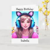 Anime thema Verjaardag van het meisje | kleurplaat Kaart (Gele Bloem)