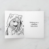 Anime thema Verjaardag van het meisje | kleurplaat Kaart (Binnen)