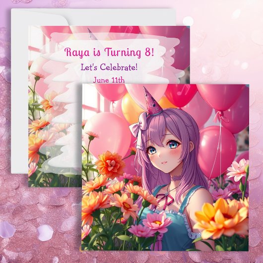 Anime thema Verjaardagsmeisje gepersonaliseerd Kaart