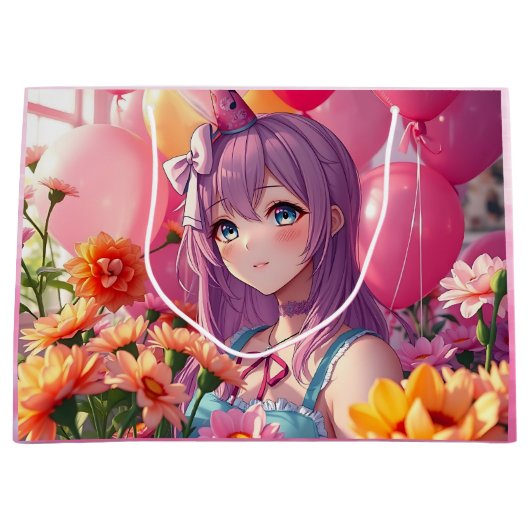 Anime Thema Verjaardagsmeisje Groot Cadeauzakje (Voorkant)