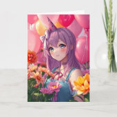Anime Thema Verjaardagsmeisje Kaart (Voorkant)