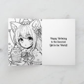 Anime Thema Verjaardagsmeisje Kaart (Binnen)