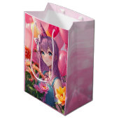 Anime Thema Verjaardagsmeisje Medium Cadeauzakje (Voorkant Gekanteld)