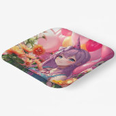 Anime Thema Verjaardagsmeisje Papieren Bordje (Gebogen)