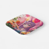 Anime Thema Verjaardagsmeisje Papieren Bordje (Gebogen)