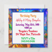 Anime Theme Twin Girl's Verjaardagsfeest Kaart (Achterkant)