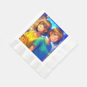 Anime Theme Twin Girl's Verjaardagsfeest Servet (Hoek)