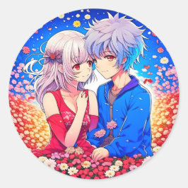 Anime Theme Valentijnsdag Party Ronde Sticker