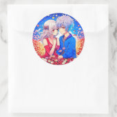 Anime Theme Valentijnsdag Party Ronde Sticker (Tas)