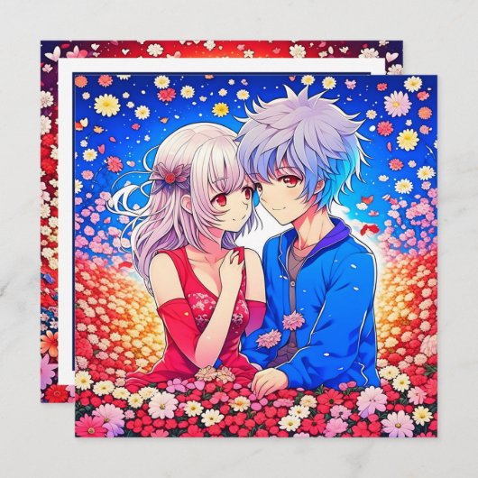 Anime Theme Valentijnsdag Party Save The Date (Voorkant / Achterkant)