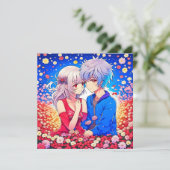 Anime Theme Valentijnsdag Party Save The Date (Staand voorkant)