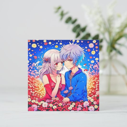 Anime Theme Valentijnsdag Party Save The Date (Staand voorkant)