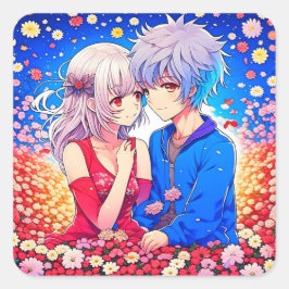Anime Theme Valentijnsdag Party Vierkante Sticker