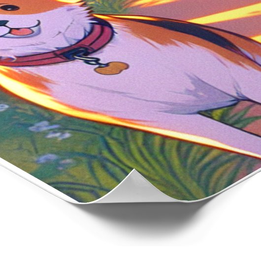 Anime tiener luisteren muziek lopen haar hond poster (Hoek)