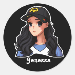 Anime Tiener Meisje Gepersonaliseerd Ronde Sticker