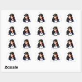 Anime Tiener Meisje Gepersonaliseerd Ronde Sticker (Vel)