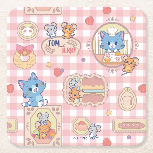 Anime Tom en Jerry Bakery Patroon Kartonnen Onderzetters (Voorkant)