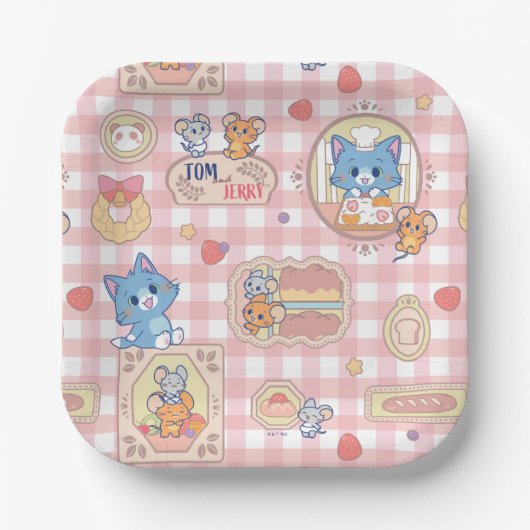 Anime Tom en Jerry Bakery Patroon Papieren Bordje (Voorkant)
