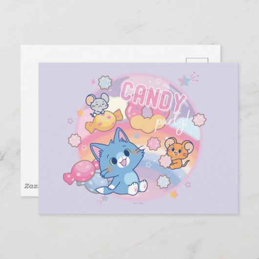 Anime Tom en Jerry Snoep Party Briefkaart (Voorkant / Achterkant)