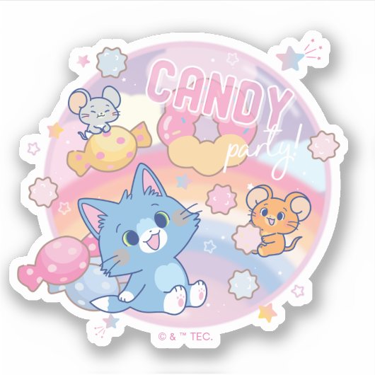 Anime Tom en Jerry Snoep Party Sticker (Voorkant)