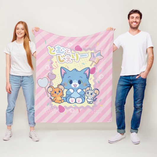 Anime Tom en Jerry Strawberry Fun Fleece Deken (In situ)