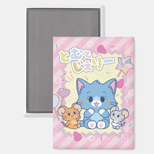 Anime Tom en Jerry Strawberry Fun Magneet (Voorkant / Achterkant)