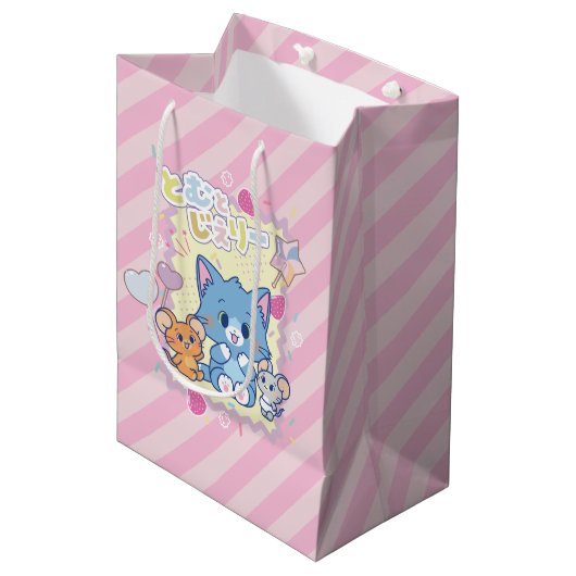 Anime Tom en Jerry Strawberry Fun Medium Cadeauzakje (Voorkant Gekanteld)