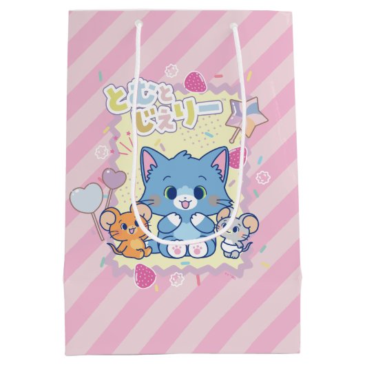 Anime Tom en Jerry Strawberry Fun Medium Cadeauzakje (Achterkant)