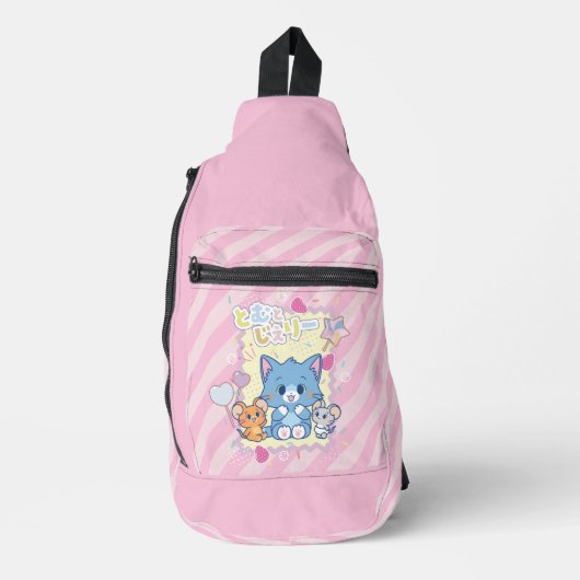 Anime Tom en Jerry Strawberry Fun Sling Bag (Voorkant)