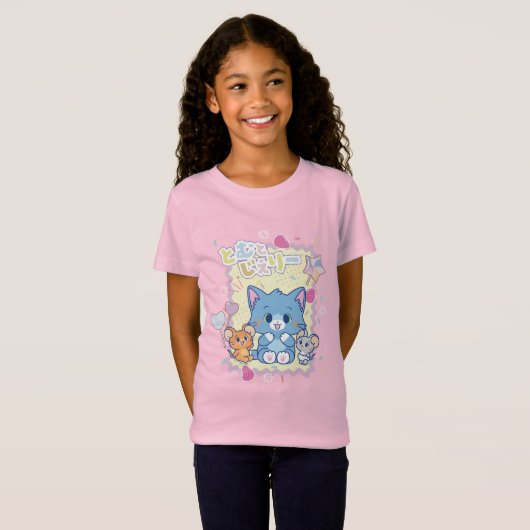 Anime Tom en Jerry Strawberry Fun T-shirt (Voorkant volledig)