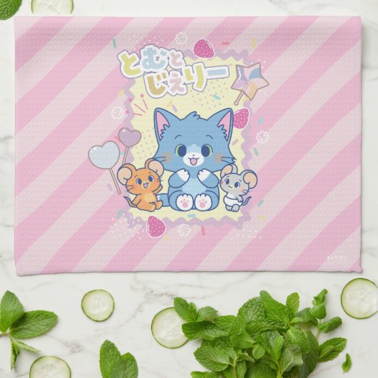 Anime Tom en Jerry Strawberry Fun Theedoek (Gevouwen)