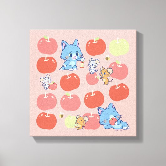 Anime Tom, Jerry en Tuffy Apple Patroon Canvas Afdruk (Voorkant)