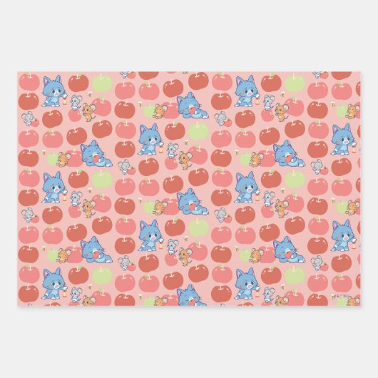 Anime Tom, Jerry en Tuffy Apple Patroon Inpakpapier Vel (Voorkant)