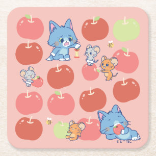 Anime Tom, Jerry en Tuffy Apple Patroon Kartonnen Onderzetters
