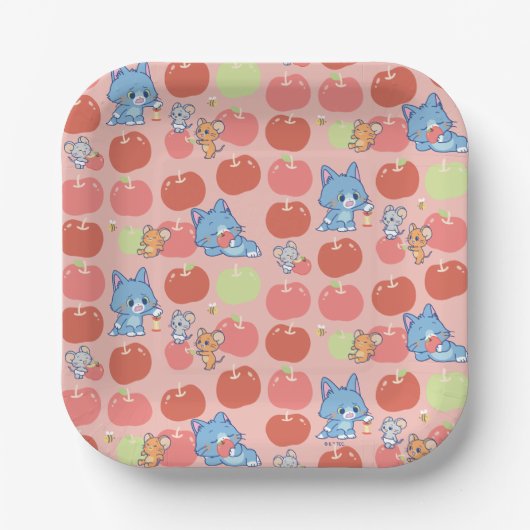 Anime Tom, Jerry en Tuffy Apple Patroon Papieren Bordje (Voorkant)