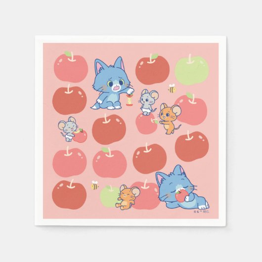 Anime Tom, Jerry en Tuffy Apple Patroon Servet (Voorkant)