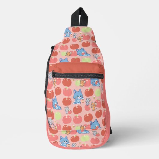 Anime Tom, Jerry en Tuffy Apple Patroon Sling Bag (Voorkant)