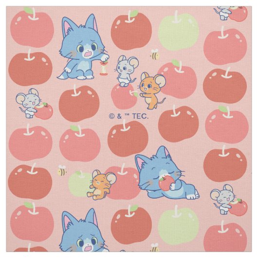 Anime Tom, Jerry en Tuffy Apple Patroon Stof (Swatch)
