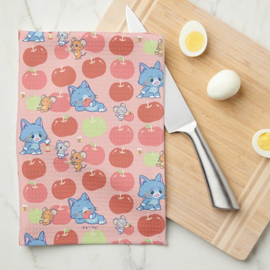 Anime Tom, Jerry en Tuffy Apple Patroon Theedoek (Quarter Fold)