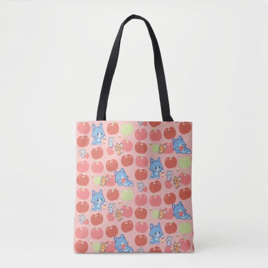 Anime Tom, Jerry en Tuffy Apple Patroon Tote Bag (Voorkant)