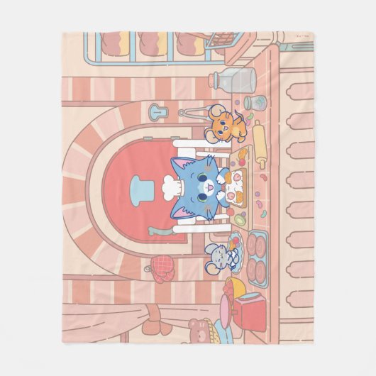 Anime Tom, Jerry en Tuffy Bakery Fleece Deken (Voorkant)