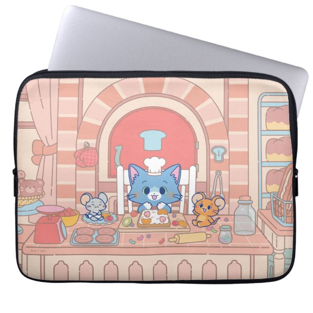 Anime Tom, Jerry en Tuffy Bakery Laptop Sleeve (Voorkant)