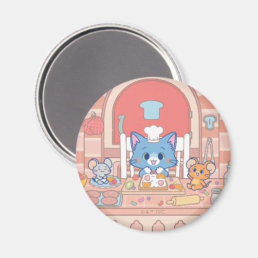 Anime Tom, Jerry en Tuffy Bakery Magneet (Voorkant / Achterkant)